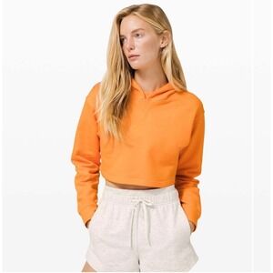 Lululemon All Yours Cropped Hoodie Orange Pullover Sweatshirt Size‎ 4 Gym Active